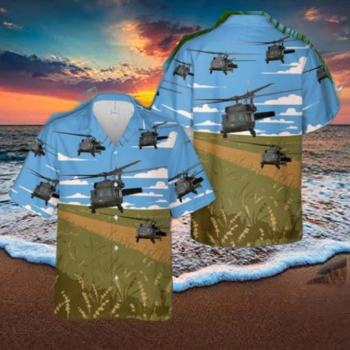 Illinois Army National Guard UH 60 Blackhawk Helicopter Hawaiian Shirt