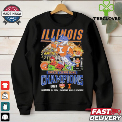 Illinois Fighting Illini Cheezit Citrus Bowl Champions 2024 Mascot T Shirts  Fan Favorite