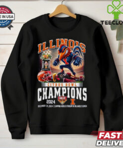Illinois Fighting Illini Citrus Bowl Champions 2024 Dec 31 Mascot Shirt 3 Illinois Fighting Illini Citrus Bowl Champions 2024 T-shirt, featuring mascot design, Dec 31 event, unisex fit, Illinois football fan gear, Citrus Bowl championship shirt.
