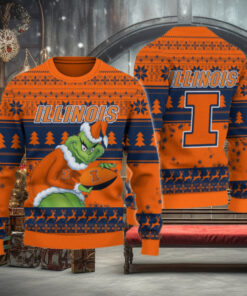 Illinois Fighting Illini Grinch Ugly Christmas Sweater