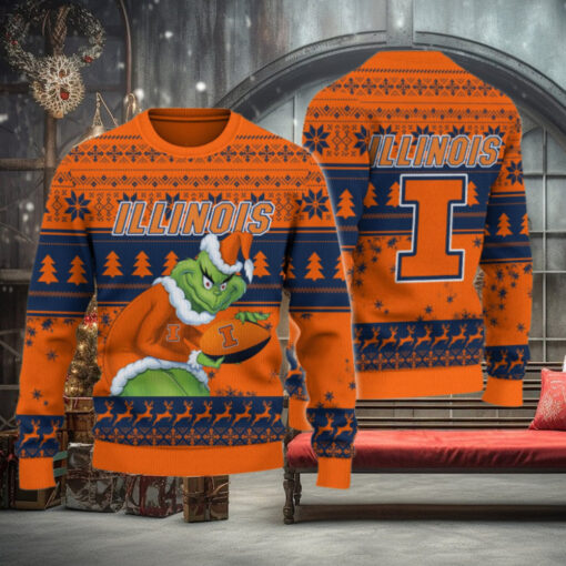 Illinois Fighting Illini Grinch Ugly Christmas Sweater