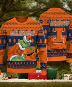 Illinois Fighting Illini Grinch Ugly Christmas Sweater