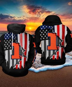 Illinois Fighting Illini NCAA US Flag 3D Printed Hoodie