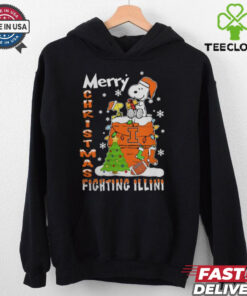 Illinois Fighting Illini Snoopy And Woodstock Merry Christmas Shirt