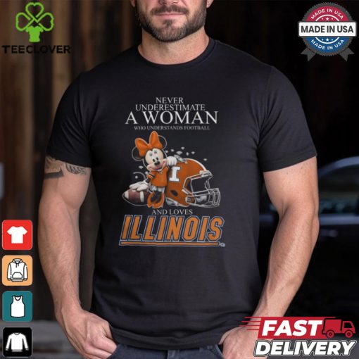 Illinois Fighting Illini x Minnie Mouse Never Underestimate A Woman Who Understands Football And Loves Shirt