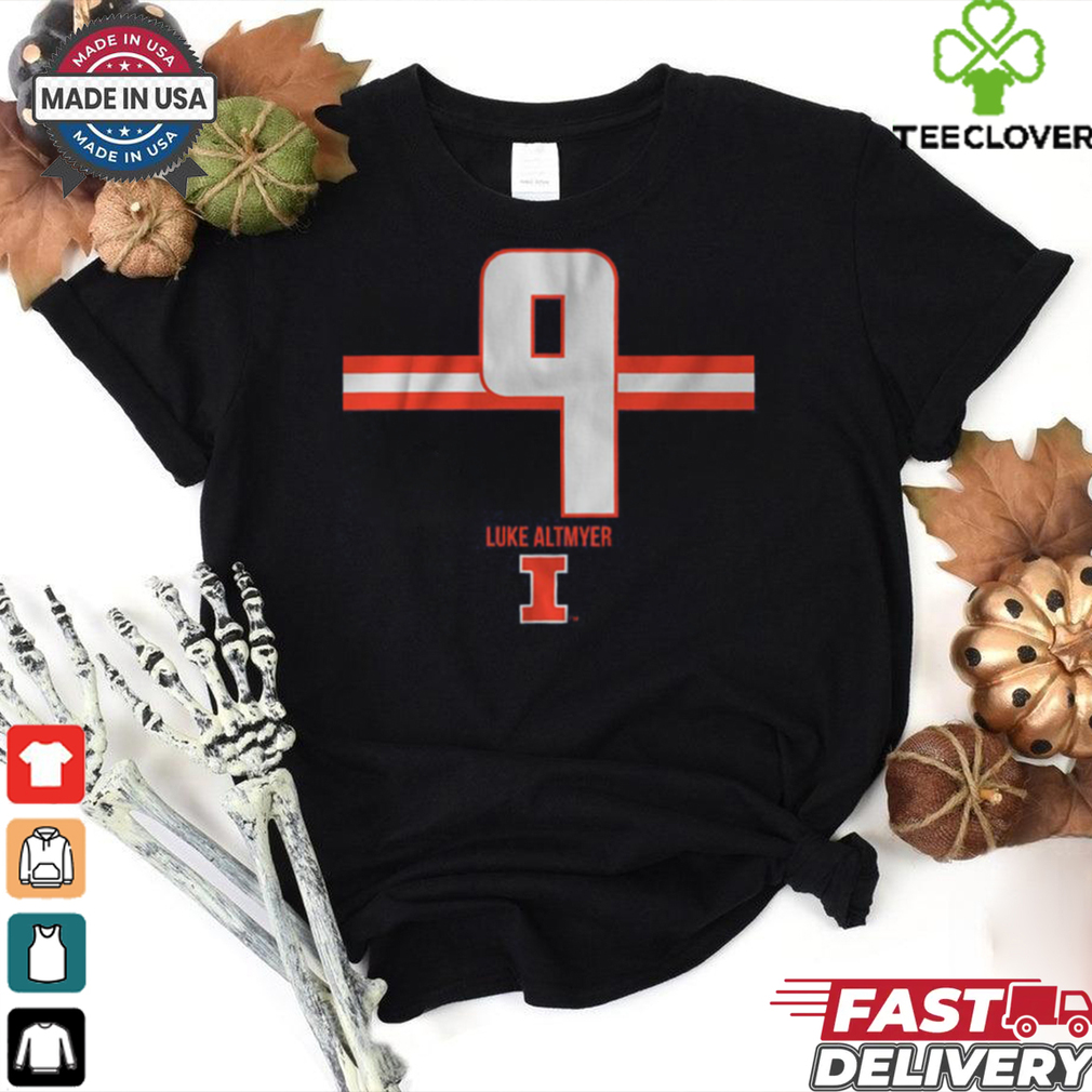Illinois Football Luke Altmyer Number Stripe Shirt Illinois Football Luke Altmyer Number Stripe Shirt