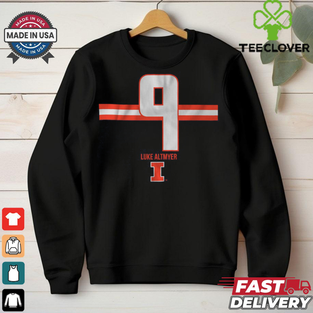 Illinois Football Luke Altmyer Number Stripe Shirt Illinois Football Luke Altmyer Number Stripe Shirt