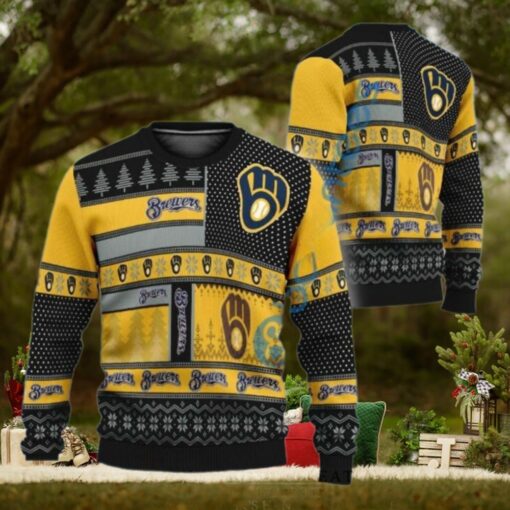 Milwaukee Brewers Patchwork Pattern Ugly Christmas Sweater