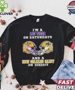 I’m A LSU Tigers On Saturdays And A New Orleans Saints On Sundays Helmet Shirt 1 I’m A LSU Tigers On Saturdays And A New Orleans Saints On Sundays Helmet Shirt