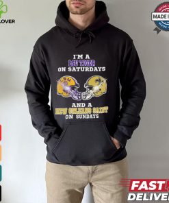 I’m A LSU Tigers On Saturdays And A New Orleans Saints On Sundays Helmet Shirt 3 I’m A LSU Tigers On Saturdays And A New Orleans Saints On Sundays Helmet Shirt