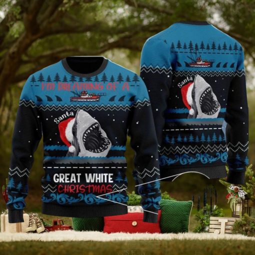 Im Dreaming Of A Great White Christmas Shark 3D Printed Ugly Christmas Sweater