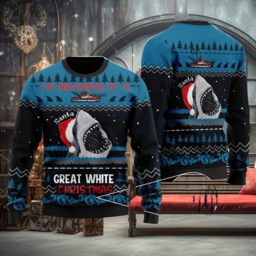 Im Dreaming Of A Great White Christmas Shark 3D Printed Ugly Christmas Sweater