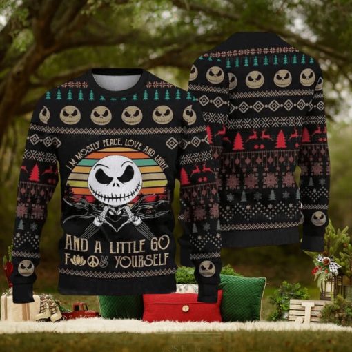 I’m Mostly Peace Love And Light Ugly Christmas Sweater Christmas Sweater For Men And Women