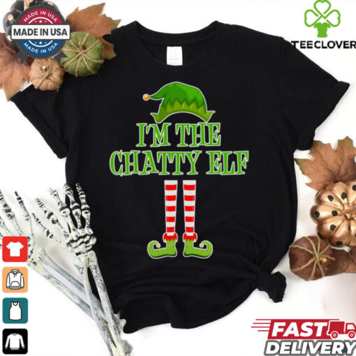 I’m The Chatty Elf Matching Family Christmas Enza Ladies Jersey Football T Shirt