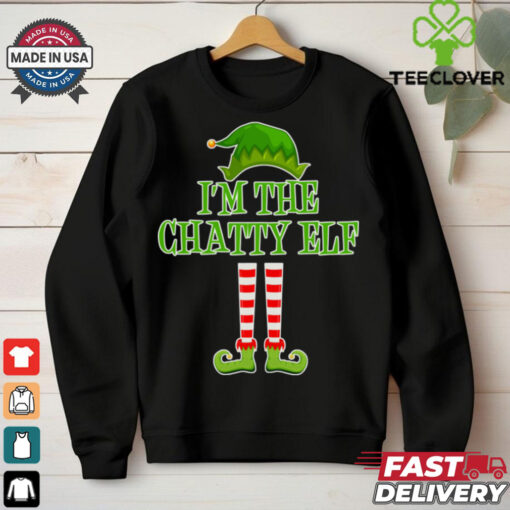 I’m The Chatty Elf Matching Family Christmas Enza Ladies Jersey Football T Shirt