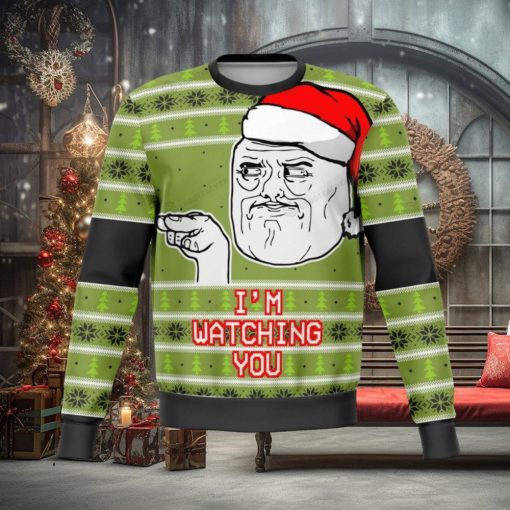 I’m Watching You Meme For Christmas Gifts Ugly Christmas Wool Knitted Sweater