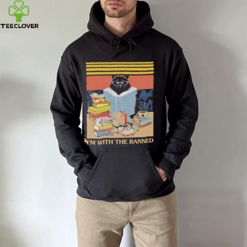 I’m With The Banned Black cat read book vintage shirt