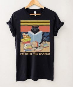 I’m With The Banned Black cat read book vintage shirt