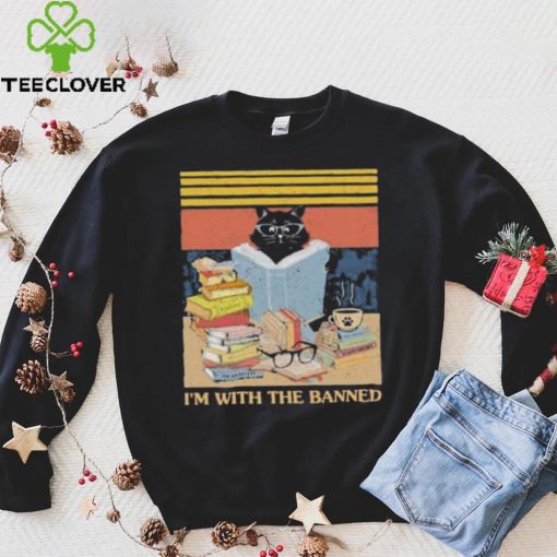 I’m With The Banned Black cat read book vintage shirt