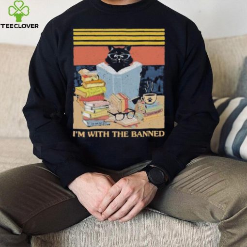 I’m With The Banned Black cat read book vintage shirt