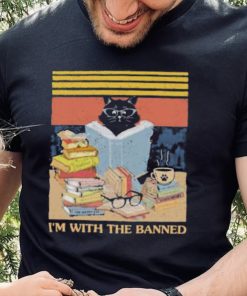 I’m With The Banned Black cat read book vintage shirt