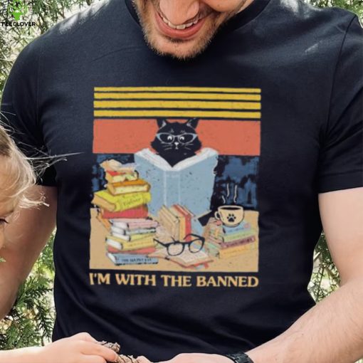 I’m With The Banned Black cat read book vintage shirt