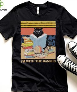 I’m With The Banned Black cat read book vintage shirt