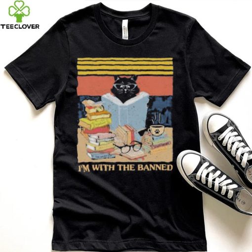 I’m With The Banned Black cat read book vintage shirt