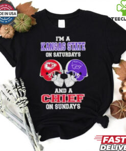 I’m a Kansas state on Saturdays and a Chiefs on Sundays football helmet shirt