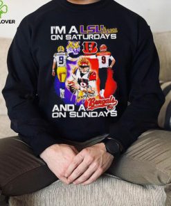 I’m a LSU Tigers on saturdays and a Cincinnati Bengals on sundays Joe Burrow signature logo hoodie, sweater, longsleeve, shirt v-neck, t-shirt