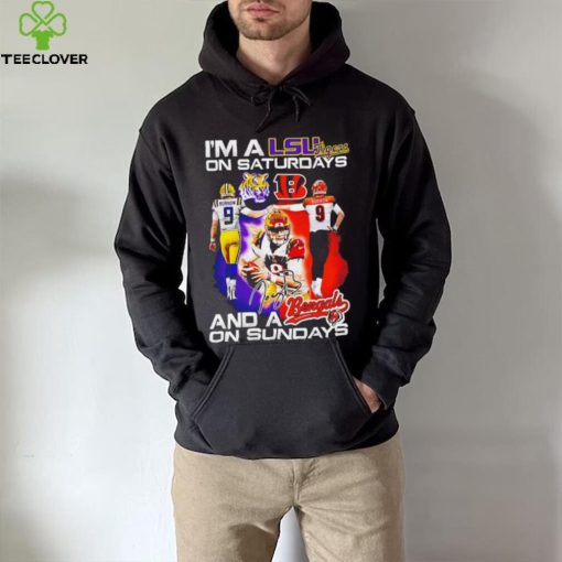 I’m a LSU Tigers on saturdays and a Cincinnati Bengals on sundays Joe Burrow signature logo hoodie, sweater, longsleeve, shirt v-neck, t-shirt