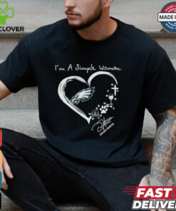 I’m a simple woman I love flip flops paws win Christ and Jalen Hurts shirt