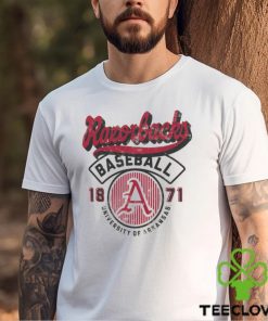 Image One Men's Arkansas Razorbacks Ivory Baseball Logo T Shirt