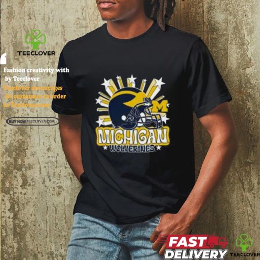 Image One Men’s Michigan Wolverines Grey Helmet Star T Shirt