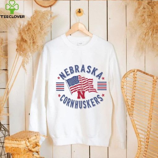 Image One Men’s Nebraska Cornhuskers Ivory Americana Flag T Shirt