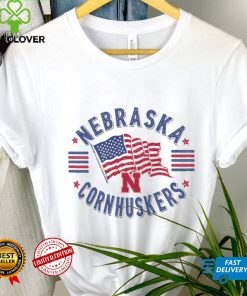 Image One Men's Nebraska Cornhuskers Ivory Americana Flag T Shirt