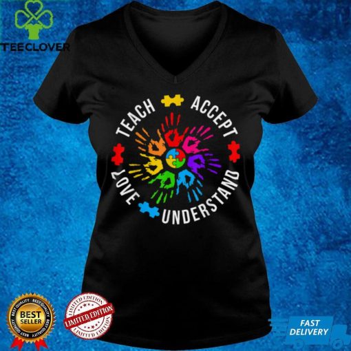 In April We Wear Puzzle Autism For Awareness Rainbow T Shirt