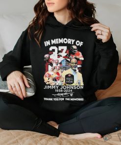 In Memory Of Jimmy Johnson 1938 2024 San Francisco 49ers Signature Thank You For The Memories t hoodie, sweater, longsleeve, shirt v-neck, t-shirt