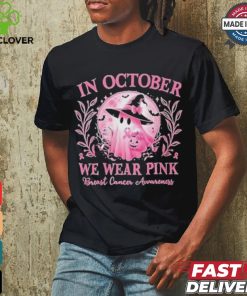 In October We Wear Pink Breast Cancer Awareness Halloween Ghost 2024 Shirt
