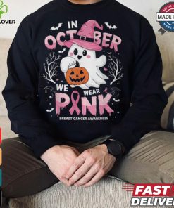 In October We Wear Pink Ghost Breast Cancer Awareness T Shirt