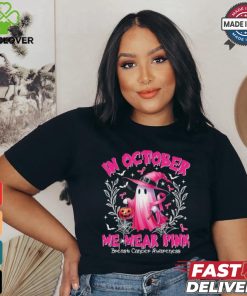In October We Wear Pink Ghost Witch Breast Cancer Awareness Halloween 2024 T shirt