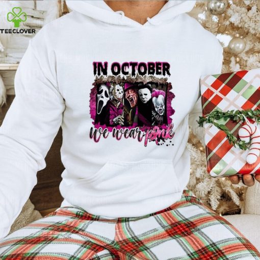 In October We Wear Pink Halloween Shirt, Horror Movies Character Shirt