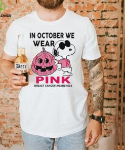 In October We Wear Pink Snoopy Breast Cancer Awareness Cute Halloween Shirt