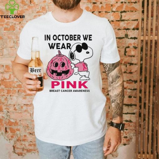 In October We Wear Pink Snoopy Breast Cancer Awareness Cute Halloween Shirt