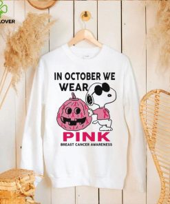 In October We Wear Pink Snoopy Breast Cancer Awareness Cute Halloween Shirt