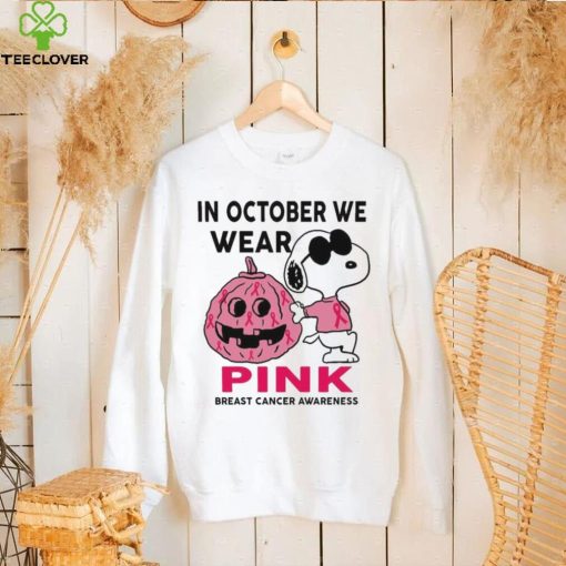 In October We Wear Pink Snoopy Breast Cancer Awareness Cute Halloween Shirt