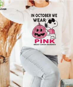 In October We Wear Pink Snoopy Breast Cancer Awareness Cute Halloween Shirt