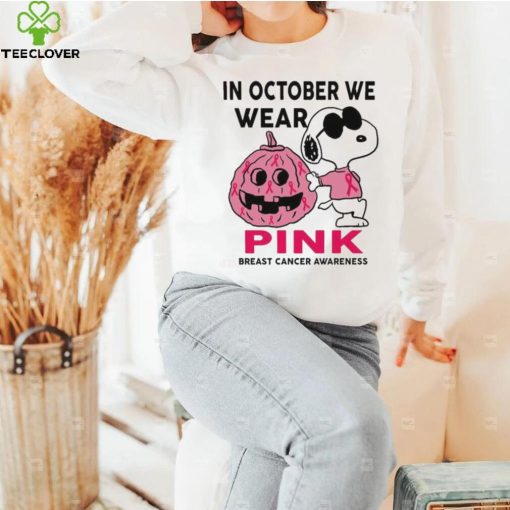 In October We Wear Pink Snoopy Breast Cancer Awareness Cute Halloween Shirt