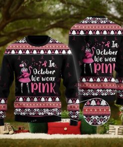 In Octorber We Wear Pink Flamingo Ugly Sweater