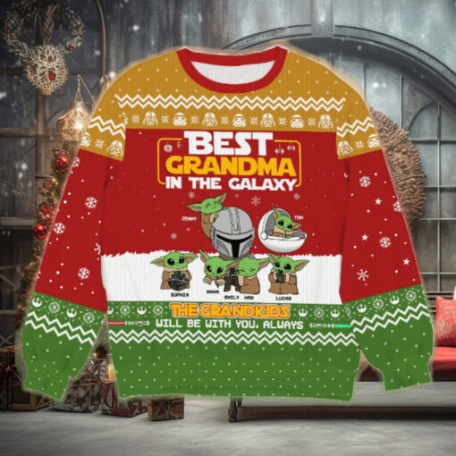 In The Galaxy, Gift For Grandparents, Personalized Knitted Ugly Sweater, Alien Grandkid Sweater,